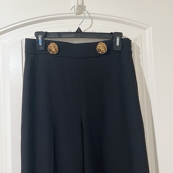Zara Elegant Black Wide-Leg Pants with gold Buttons Black size S - Picture 2 of 7